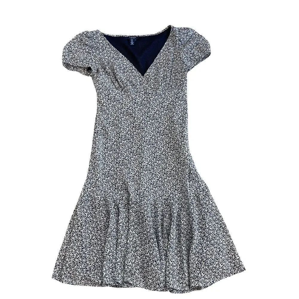 Women's Chaps Print Surplice Fit & Flare Empire Dress Navy Floral